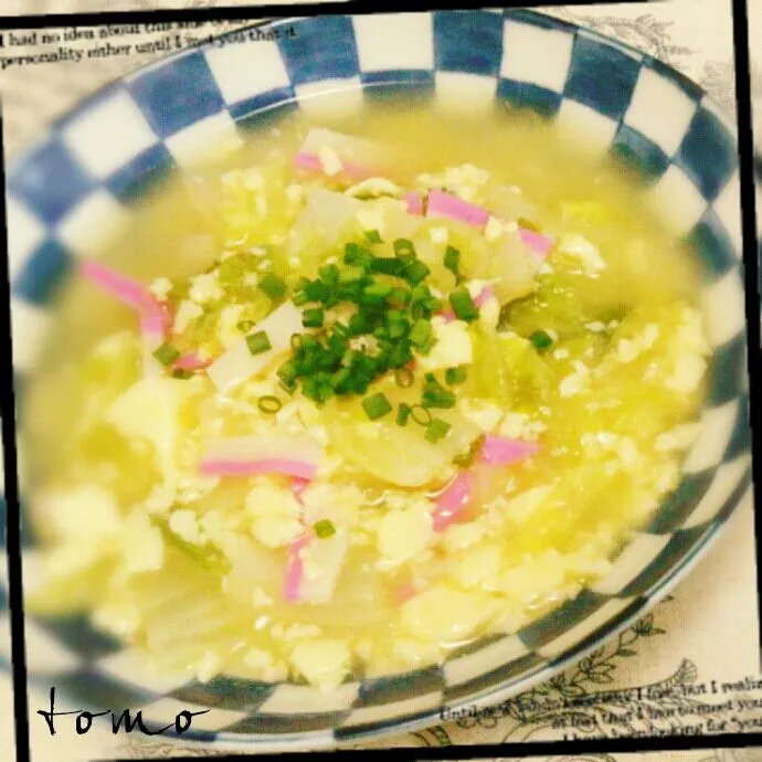 ともこちゃんの玉子豆腐とカニカマ使って簡単うまうまあんかけ冬瓜♥を白菜で♪|ともさん