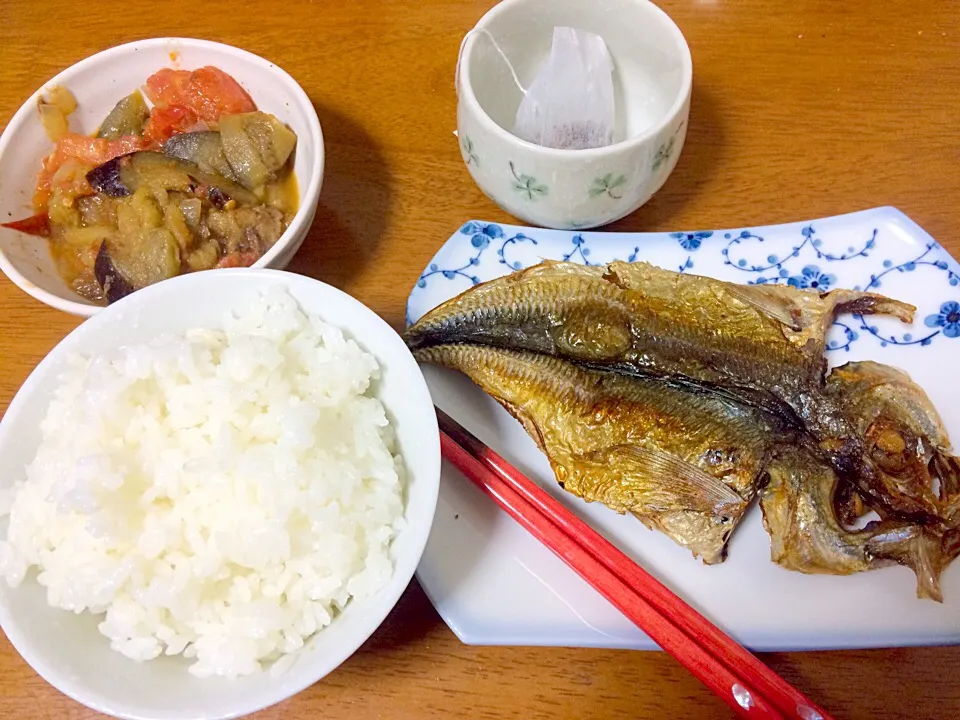 Sauted Eggplant, Fried Fish and Rice (jasmine tea) Filipino Food|Food Gardenさん