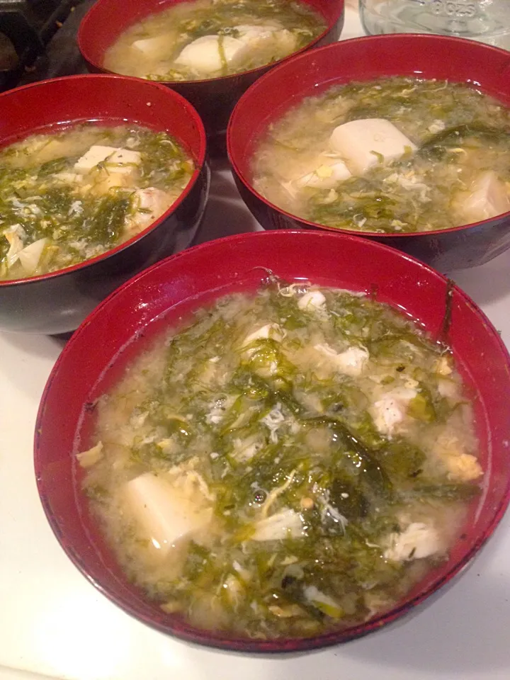 生海苔と豆腐と玉子の味噌汁|ドンブリ勘定さん