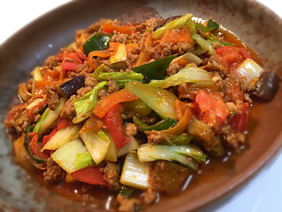 やさいと挽肉のコチュジャン&甜麺醤炒め|Manabu Tanakaさん