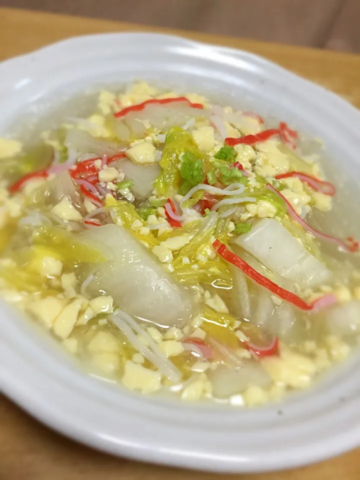 Tomoko Itoさんの料理 玉子豆腐とカニカマ使って簡単うまうまあんかけ💓1300投稿おめでとう🎉|ボンバーさん