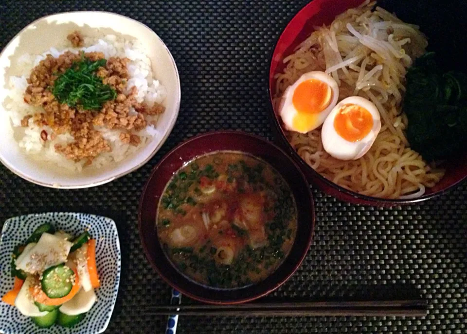 つけ麺、そぼろご飯、浅漬け|ayumiさん