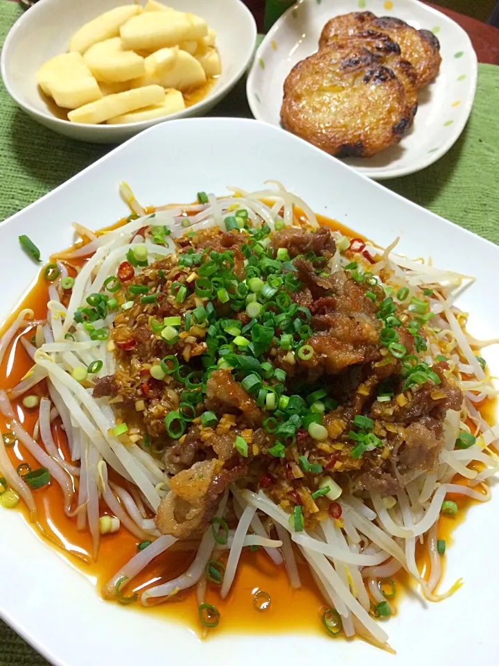 カリカリ豚とシャキシャキもやしのポン酢和え|Hiropanさん