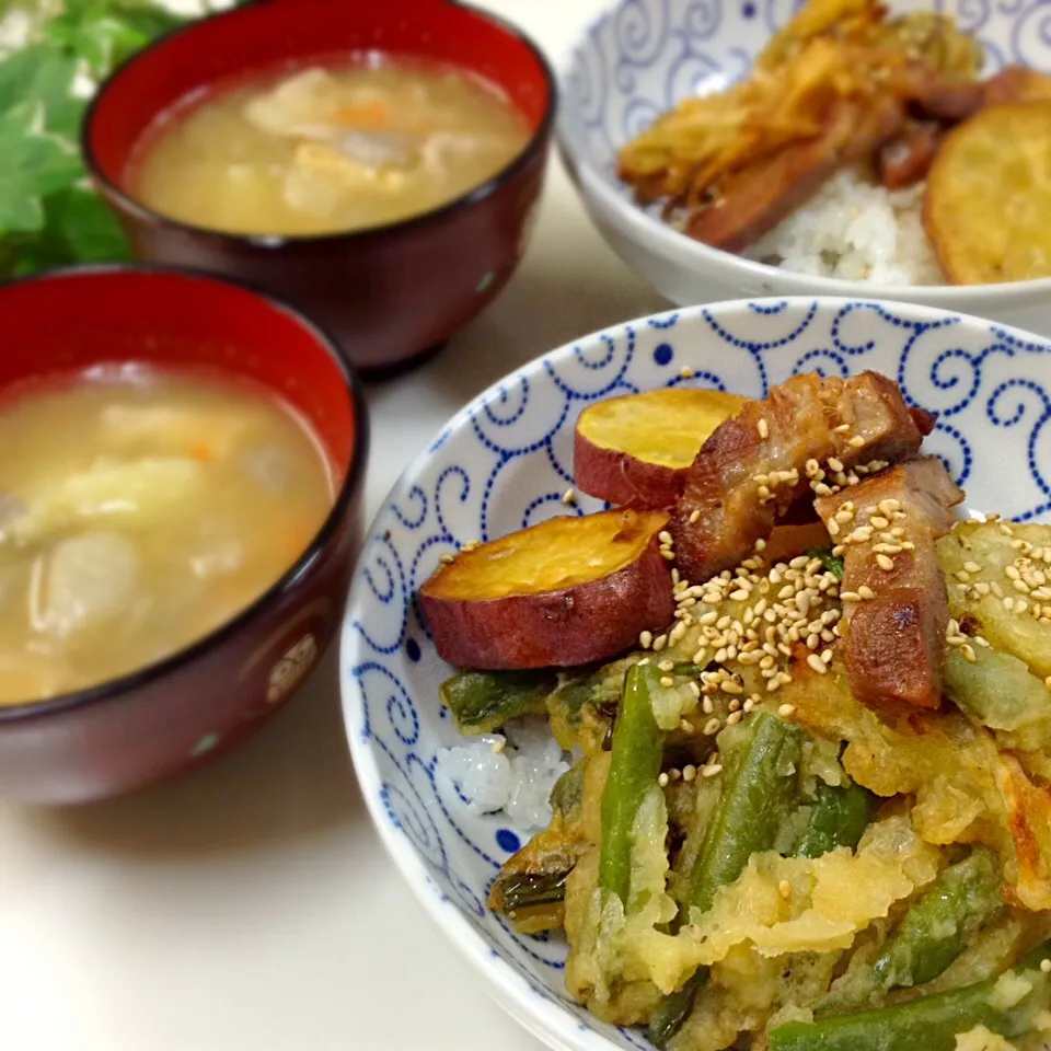 娘たちのおゆはん 天丼 味噌汁|yukoさん