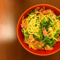 Snapdishの料理写真:菜の花とベーコンのマヨパスタ