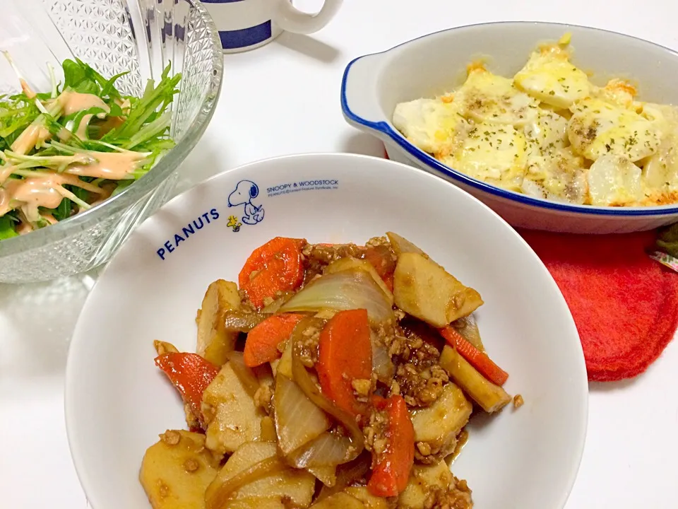 里芋のそぼろ煮と里芋のチーズ焼き|こしじさん