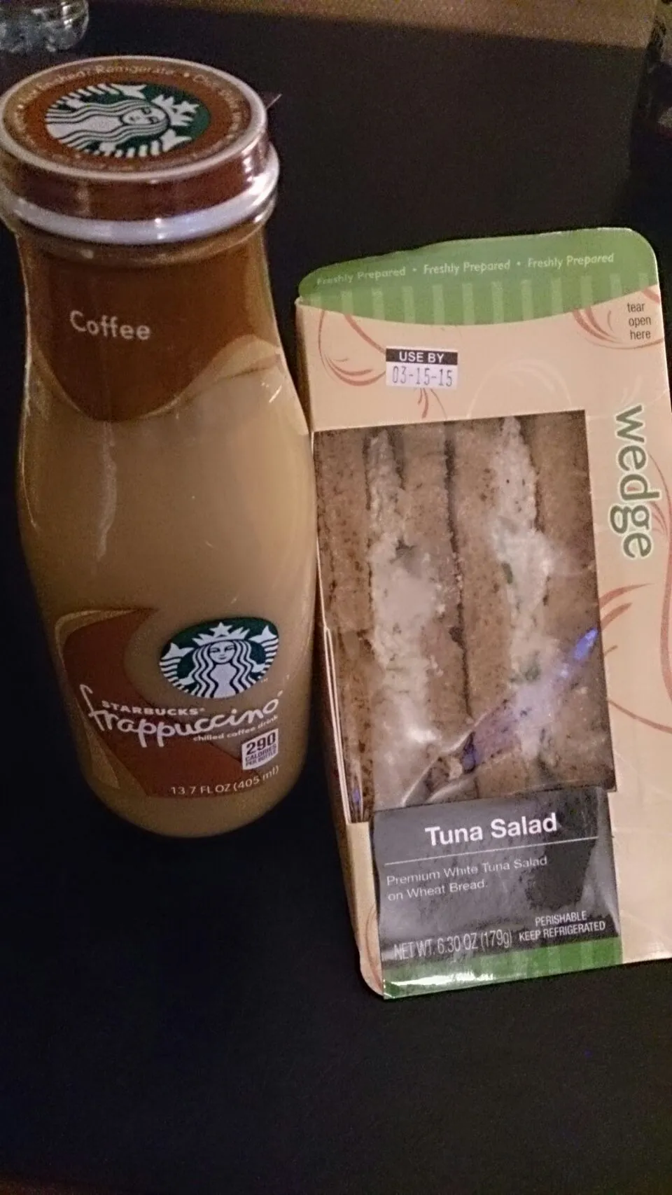 Tuna Salad on Wheat Bread and STARBUCKS Coffee frappuccino|ボンゴさん