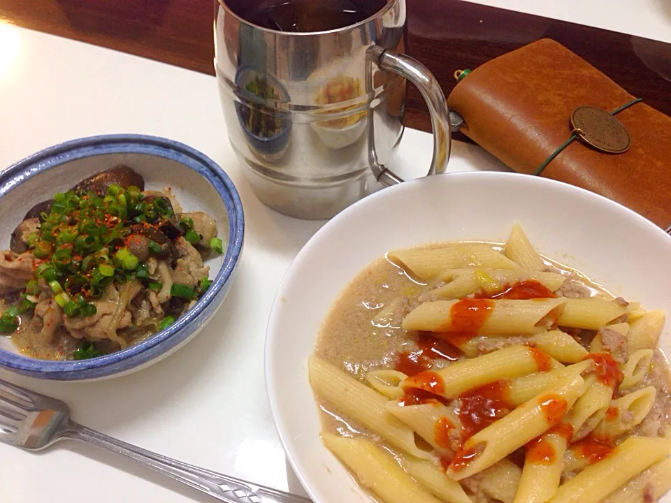 味噌煮込みペンネ＆ナスの味噌炒め|よっつん(ღ˘⌣˘ღ)さん