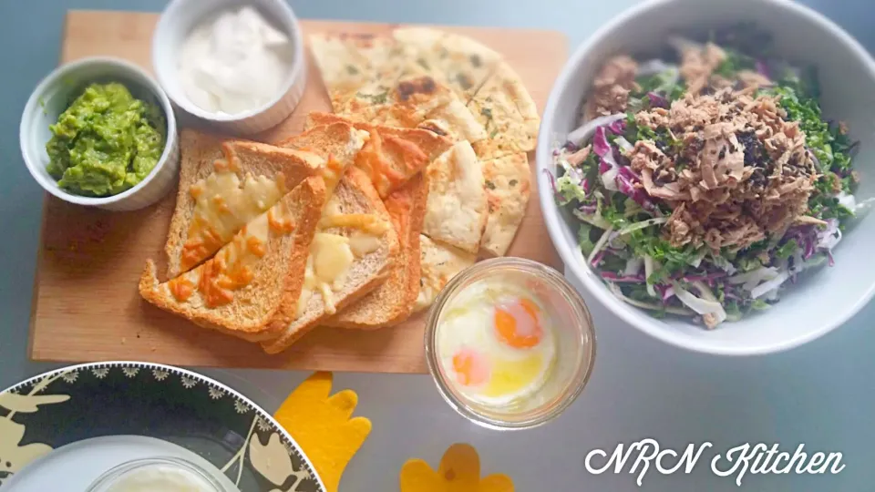 W-cabbage(Chinese&purple cabbage), Kale , Fennel, Black sesame and sesame dressing salad,  Eggslut(????) Sunday breakfast @redaro|noriko takiyama のりねぇですさん