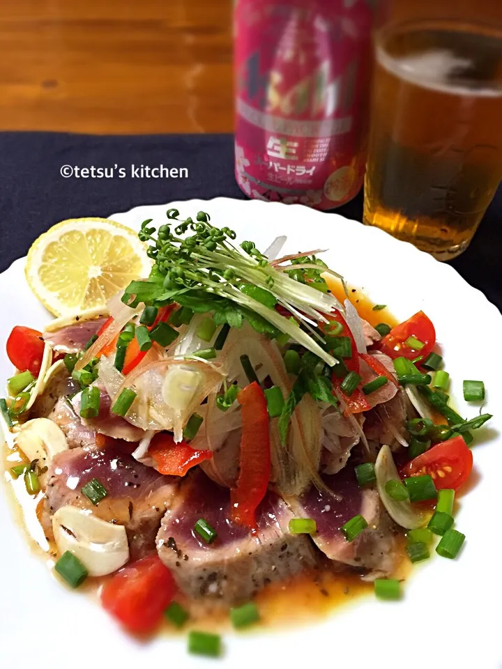 オヤジ特製☆ 鰹のカルパッチョ♪ お酒がお酒がススムく〜ん！😋|TETSU♪😋さん