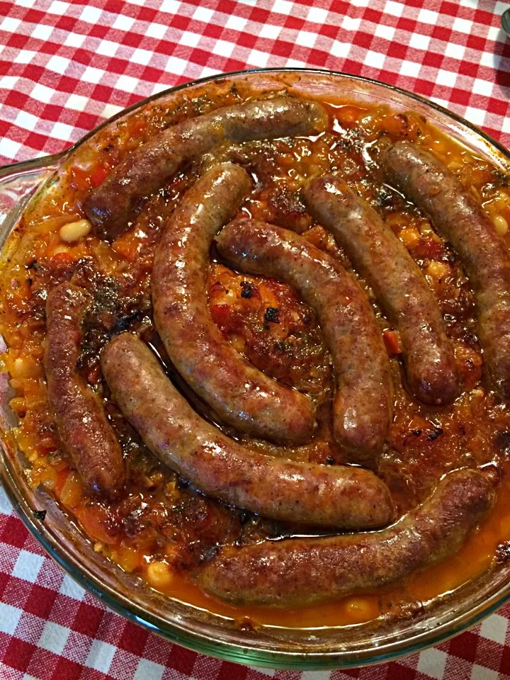 Prebranac ;))) Oven baked beans homemade sausage on top;)))|aястасияさん