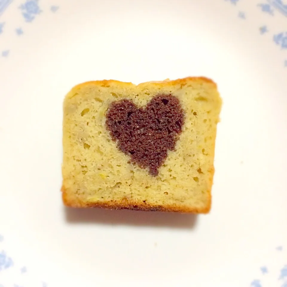 Snapdishの料理写真:ハートのチョコバナナパウンドケーキ♡|まさこさん