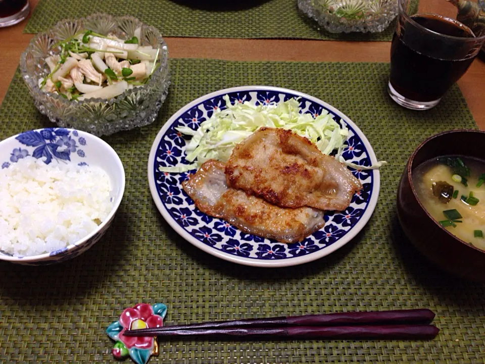 生姜焼き☆鳥ササミ大根サラダ☆お味噌汁☆|Milfeliceさん