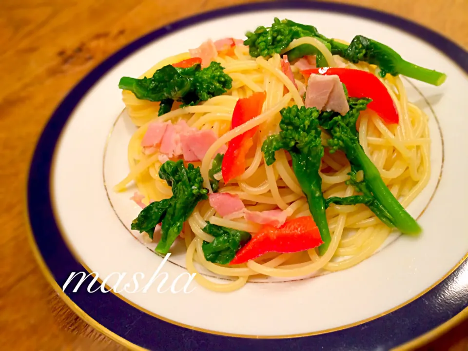 菜の花とベーコンの春パスタ|mashaさん