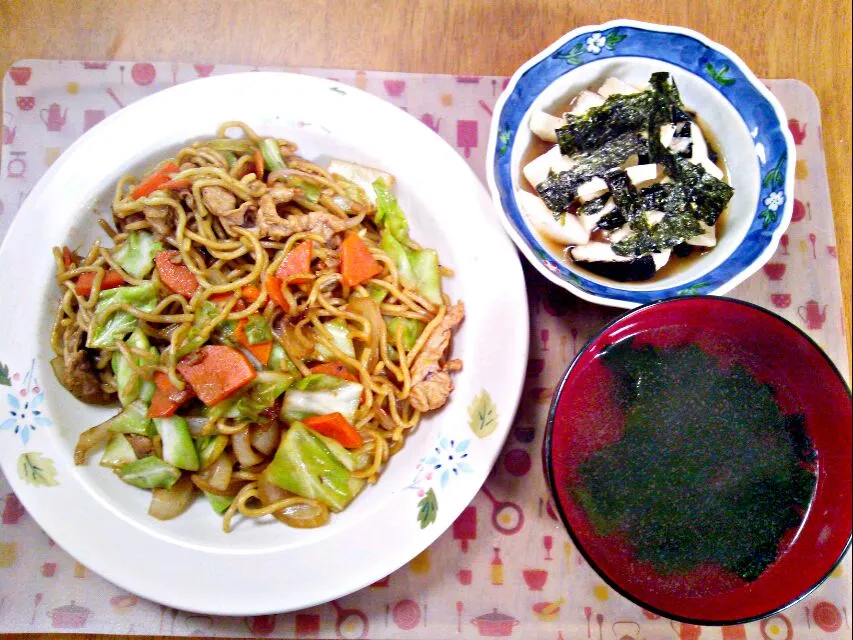 ３月13日 焼きそば 山芋サラダ わかめスープ|いもこ。さん