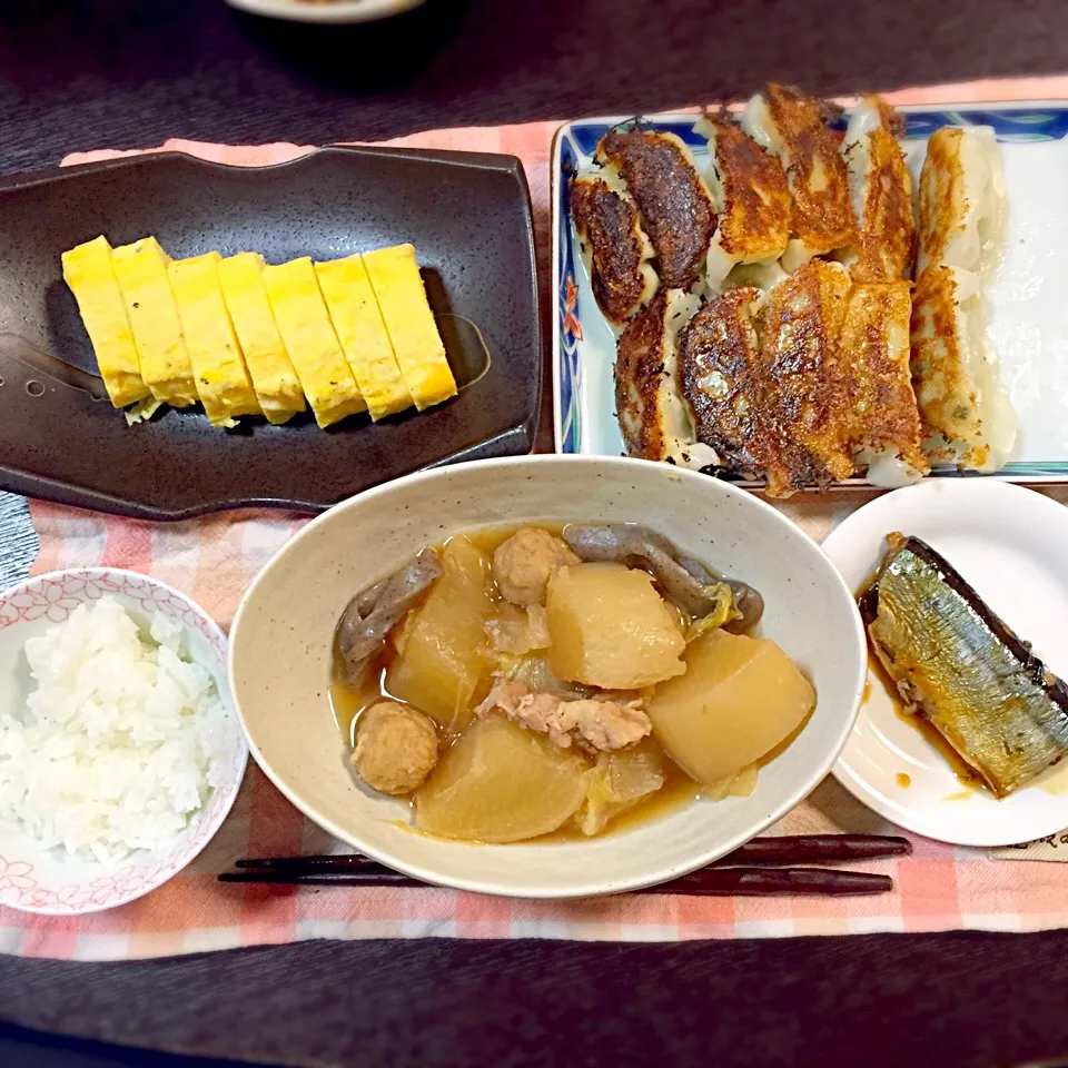 煮物、イワシの甘煮、餃子、だし巻き|2boy mamさん