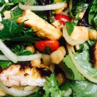 Chicken salad with baby greens and an orange vinagrette