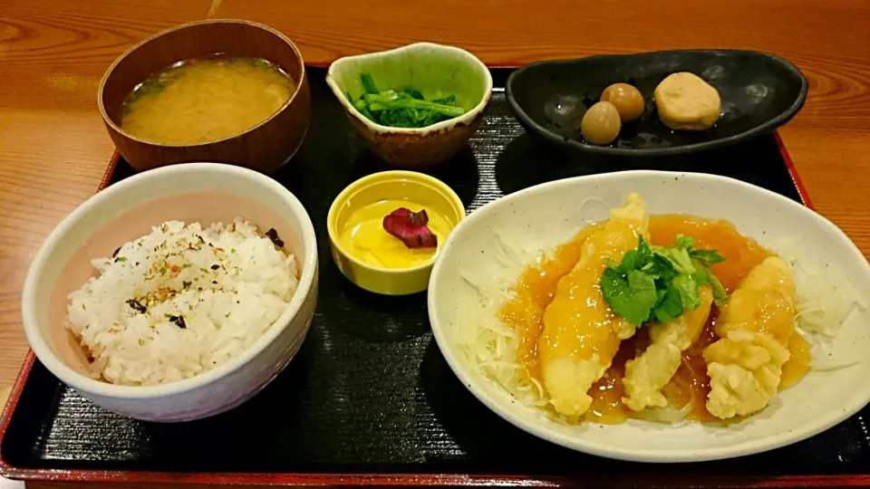 Snapdishの料理写真:鶏ささみの天ぷら おろしあん♪|muneaki.oさん