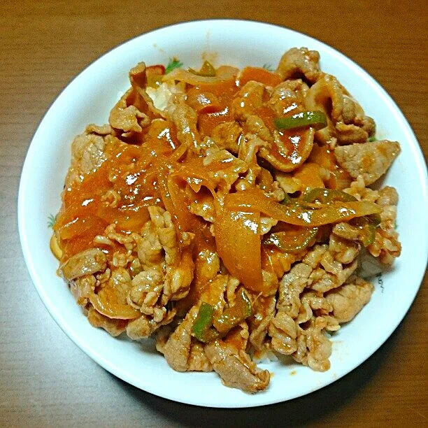 ▽豚こまﾎﾟｰｸｹﾁｬｯﾌﾟ丼|のぇままﾝさん