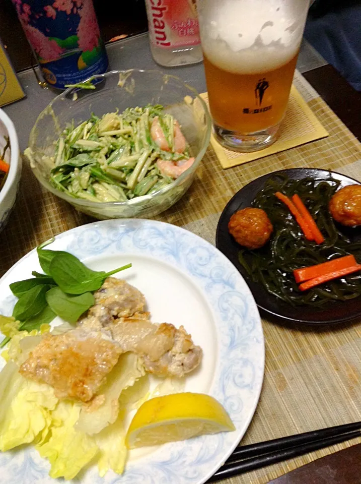 昆布の煮物＆海老サラダ＆鶏肉のヨーグルト漬け|まぐろさん