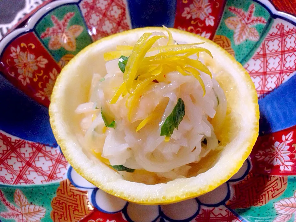 大根なますとミントの松浦漬け和え日向夏酢釜菜種梅雨膳|Cuisineさん