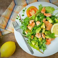 Pan Seared Salmon Salad with Lemon Dressing #salad #Salada #avocado #salmon #lemon|Mullie Marlinaさん