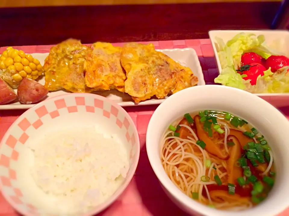 ポークピカタ、素麺のおつゆ|イツキさん