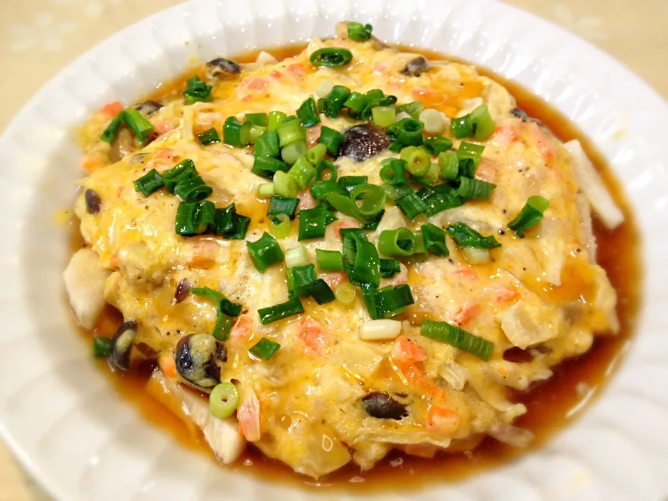 天津飯ちゃうよ！(笑)長芋と野菜の重ね蒸し☆|うっちーさん