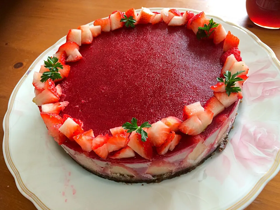 Raw strawberry cake|Mammy@ローフードさん