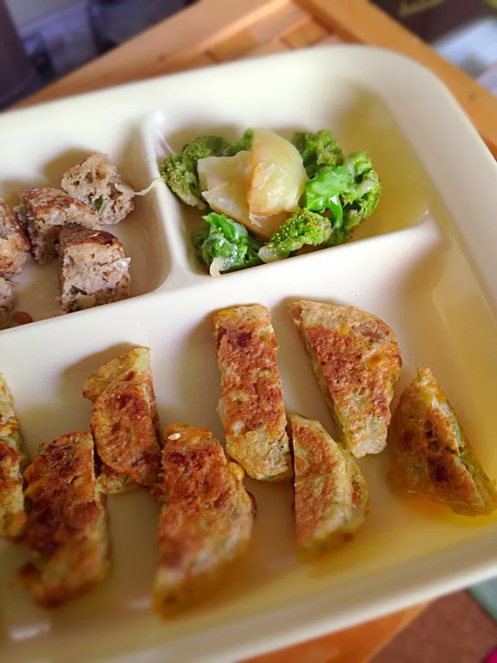 1歳の娘のお昼ご飯！初納豆お好み焼き|ちーぃさん