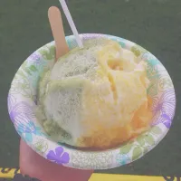 shaved ice with green tea and lilikoi (passion fruit) syrup|マリヤさん