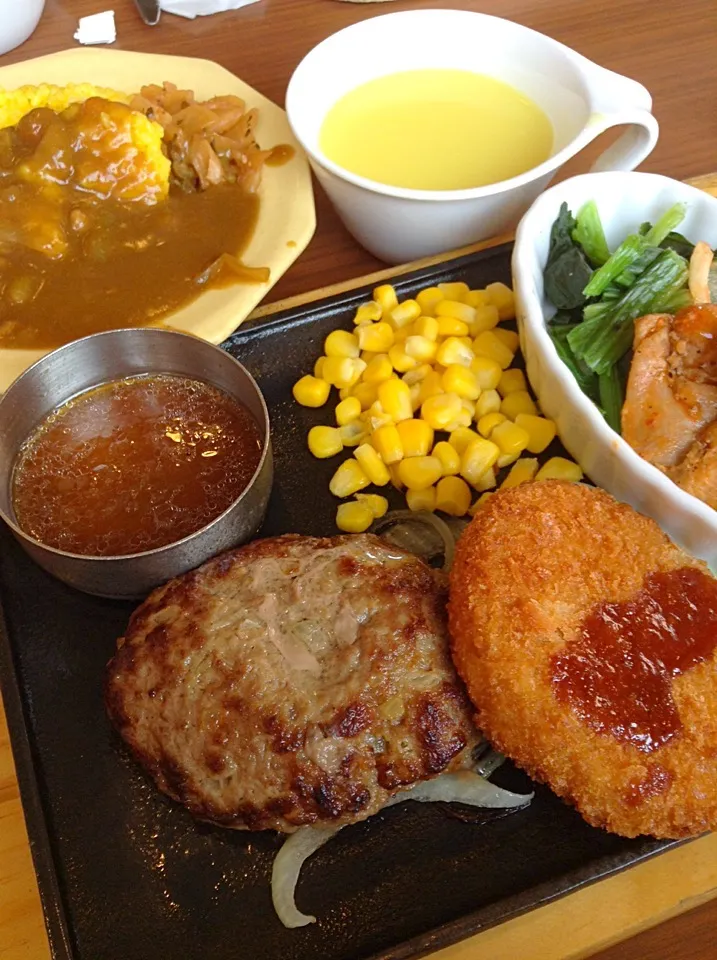 日替わりランチ（手ごねハンバーグ&牛肉コロッケとチリチキン）@ビッグボーイ|Kazuya Miyukiさん