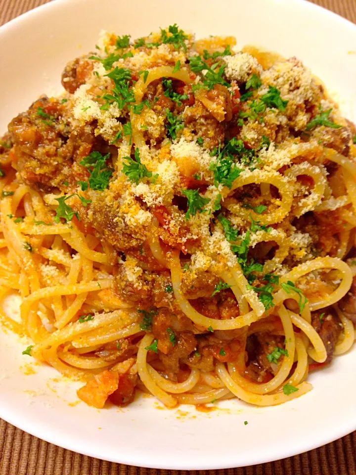 Spaghtti con ragu di tendine manzo スパゲッティ、牛スジ肉のラグー|Go Satoさん