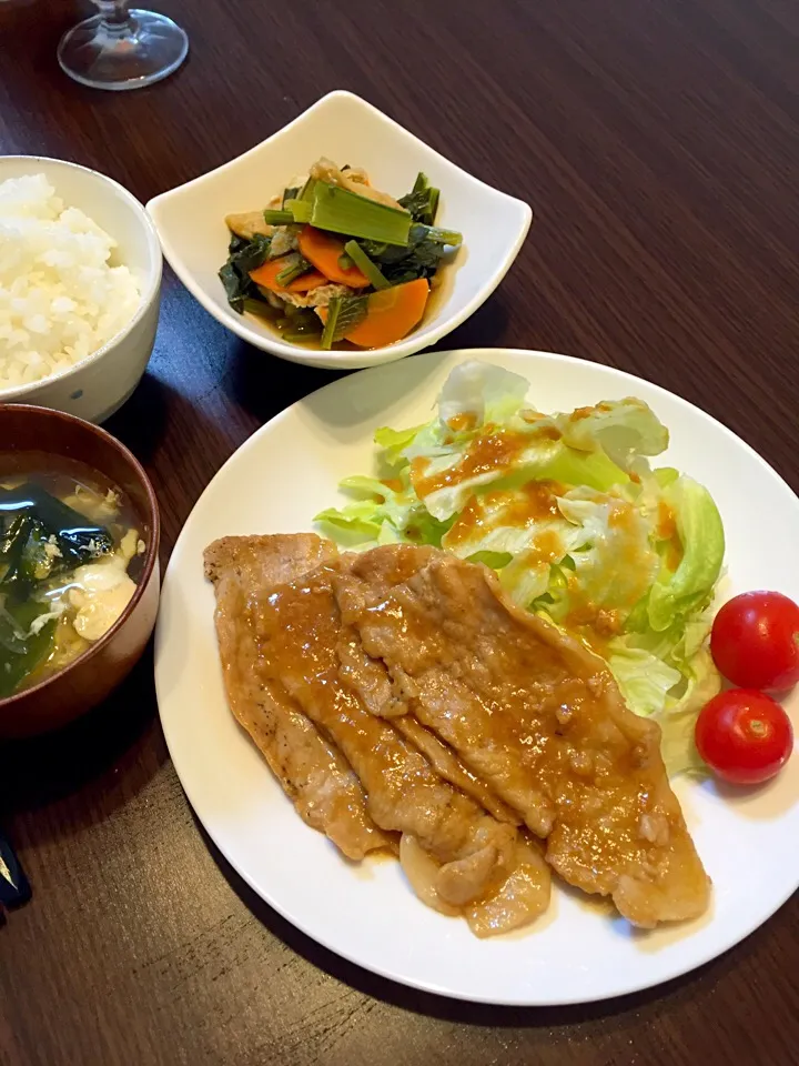 豚の味噌ダレ焼きの晩ご飯|mikaさん