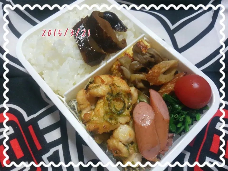 Snapdishの料理写真:2015/03/21　ダンナ弁当|marikoさん