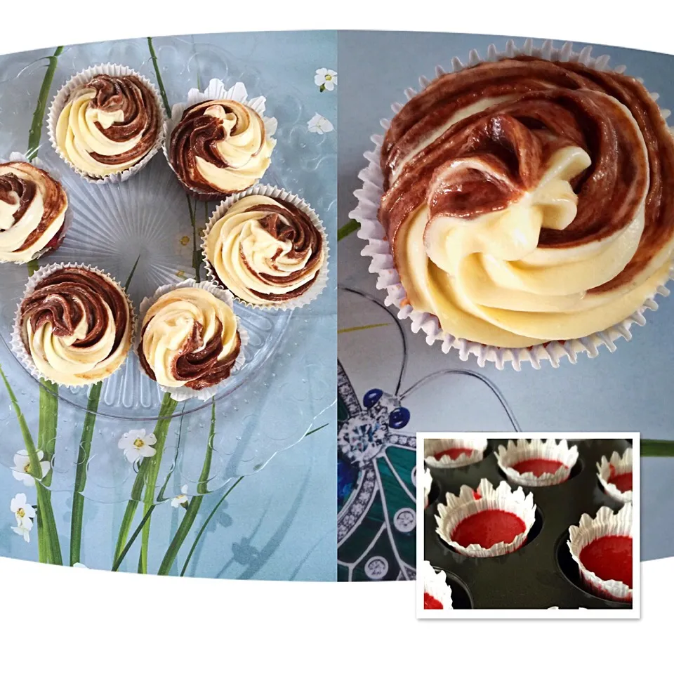 Red velvet cupcakes with Nutella cream cheese frosting|12Dragonさん