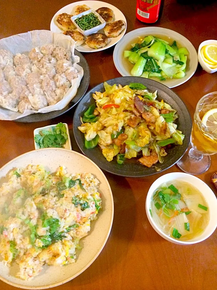 Today's Dinner🍴蘿蔔糕･焼売･青梗菜の塩炒め･回鍋肉･蟹ﾚﾀｽの炒飯by Family|🌈Ami🍻さん