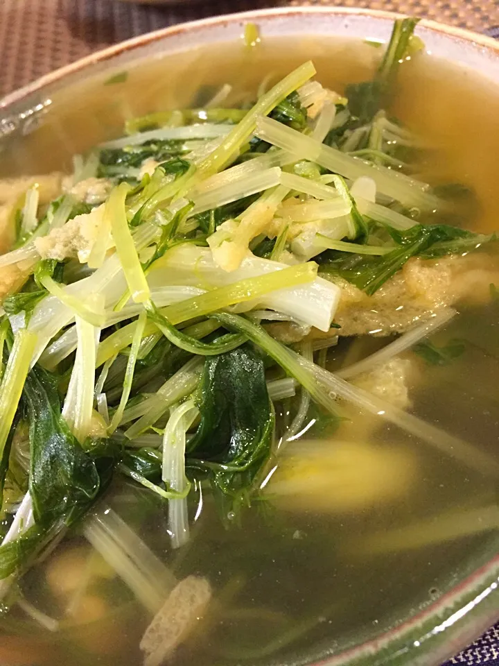 Snapdishの料理写真:水菜とお揚げの炊いたん|amiさん