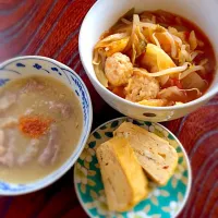 鶏団子のトマトキムチ鍋       ホルモンの味噌煮                  出汁巻き卵|D-aiさん