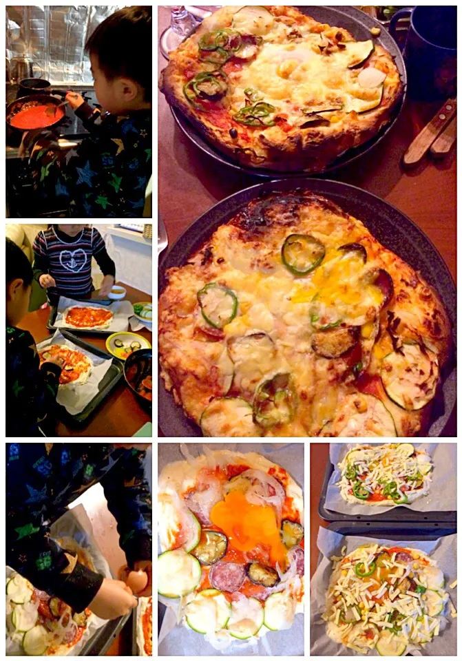 making Pizza🍕Veggie Bismarck Pizza🍕ﾋﾟｯﾂｧﾍﾞｼﾞｰﾋﾞｽﾏﾙｸ by kids&Me|🌈Ami🍻さん