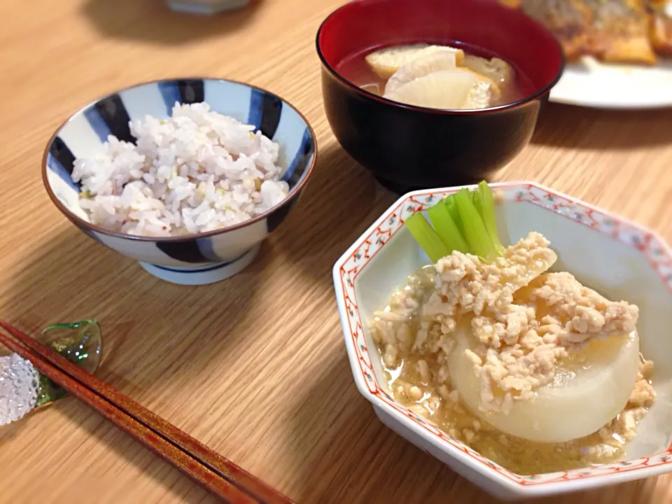 かぶの含め煮、鶏そぼろあん|ななさん