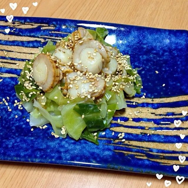 reiさんの料理 ベビーホタテと温キャベツのわさび醤油ドレッシング和え|りささん