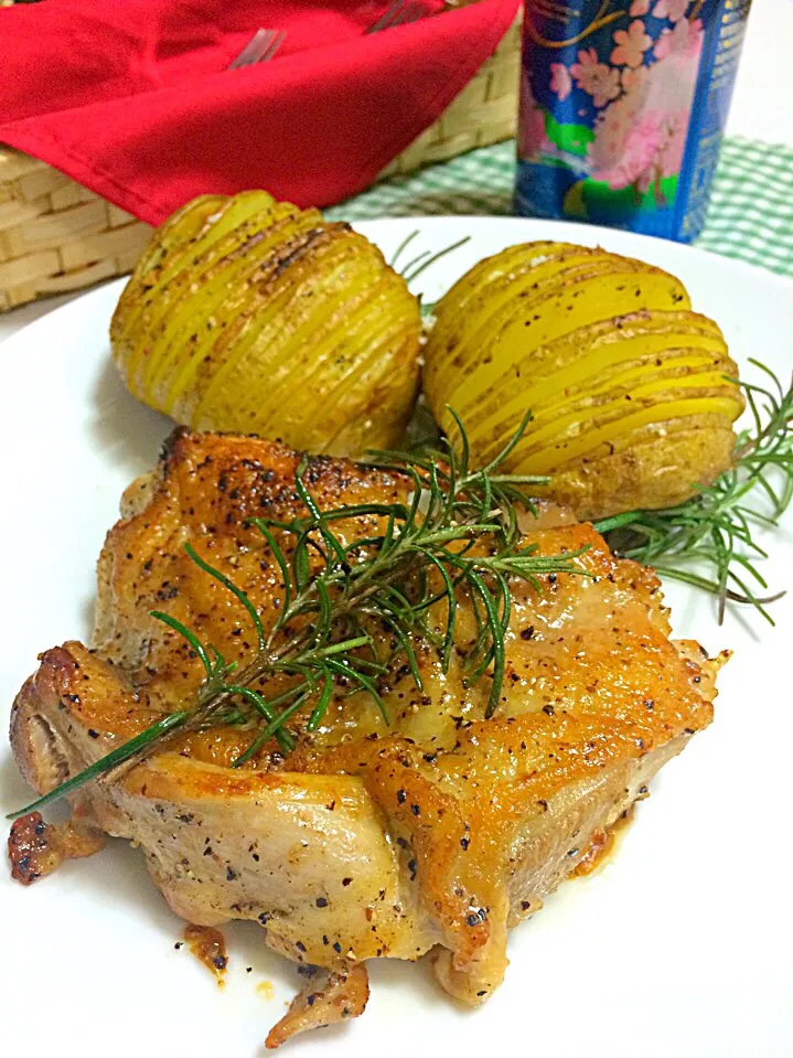 鶏肉のソテー✨ハッセルバックポテト😊🍴|ゆかりさん