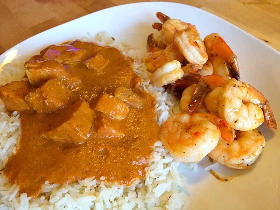 Snapdishの料理写真:Chicken Tikka Masala and a side of citrus shrimp|TJ McAfoosさん