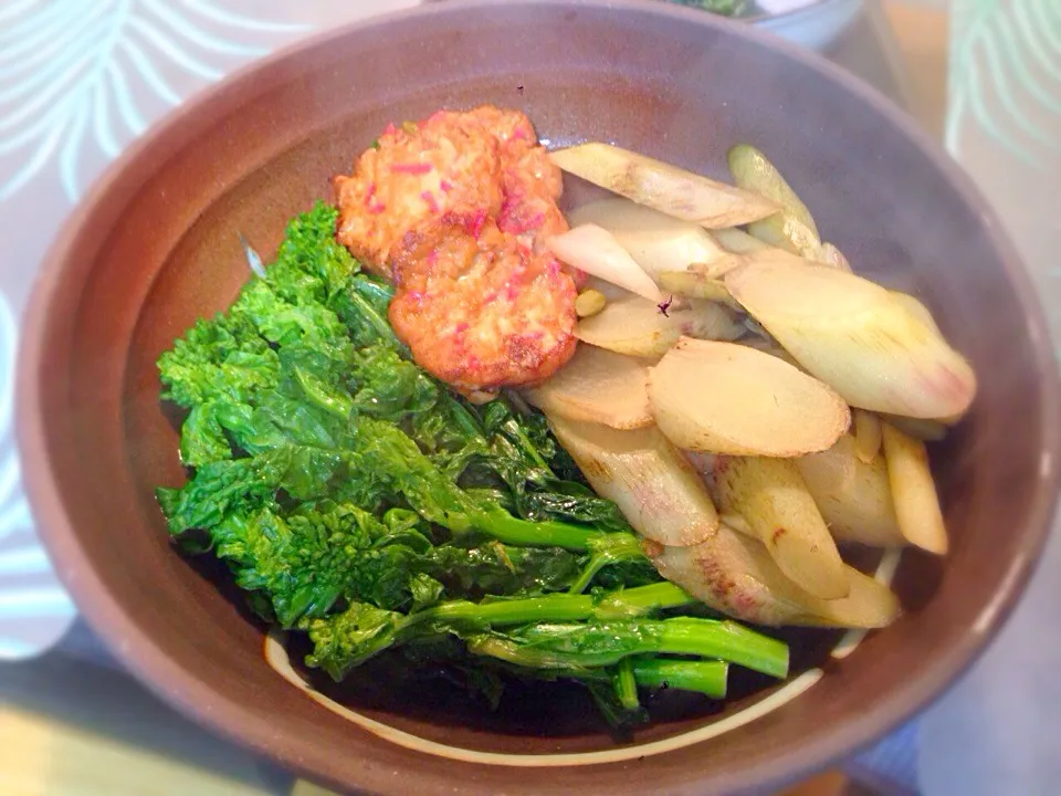 菜の花、ウド、生姜入り揚げの煮物|Tomokoさん