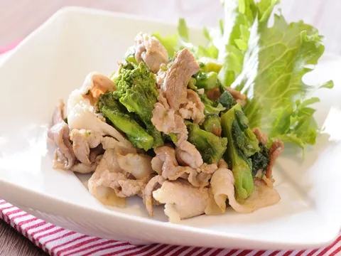 菜の花と豚肉の梅風味味噌炒め|ヤマサ醤油公式アカウントさん