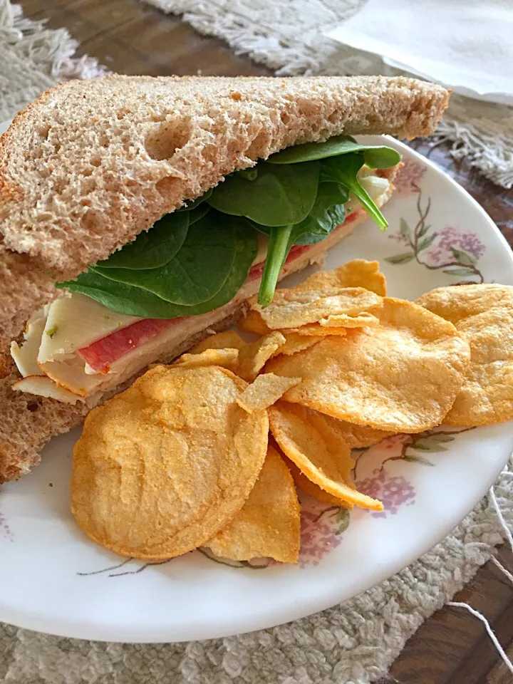 Turkey, spinach sandwich and chips 3/24|Didi Duangさん