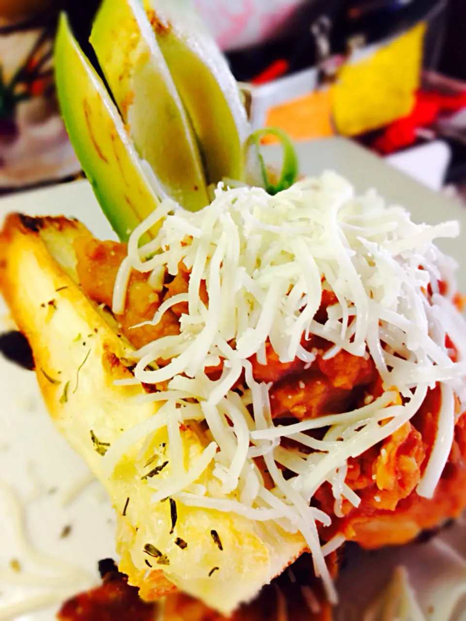 Refried Beans in A Tower of Yucca Sticks Over A Bed Of Chicken & Bacon|Joさん