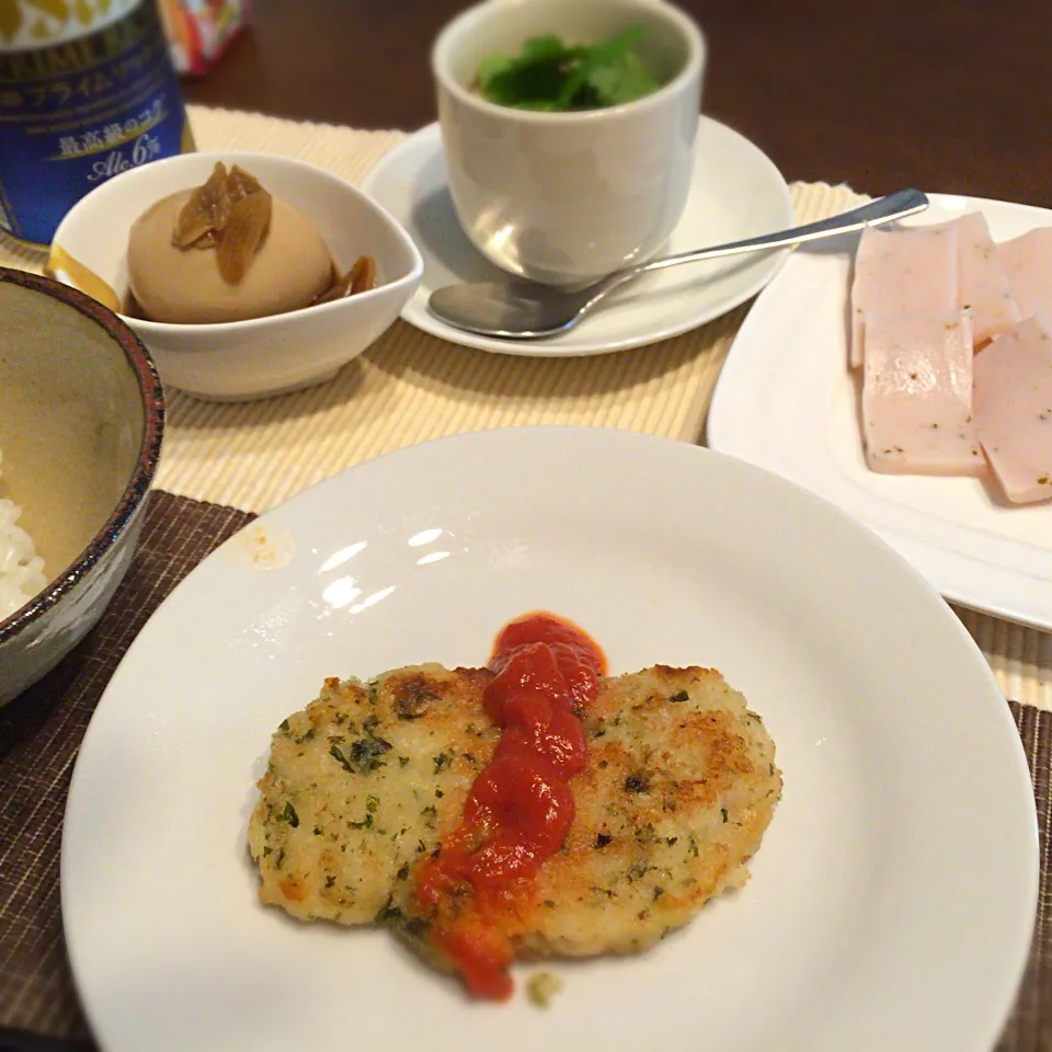 チキンカツレツ 蒲鉾 茶碗蒸し|さるさん