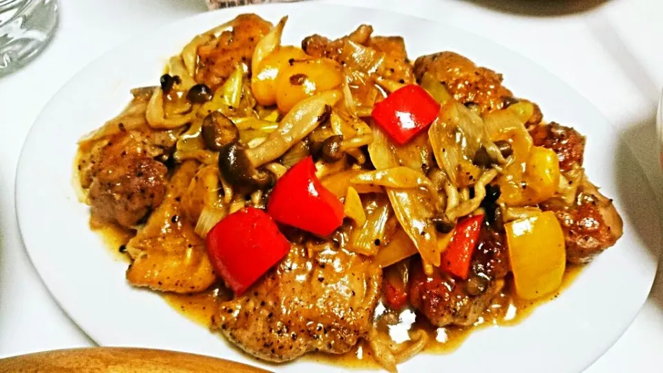 Garlic buttered chicken w/ Paprika & mushroom|マリアさん